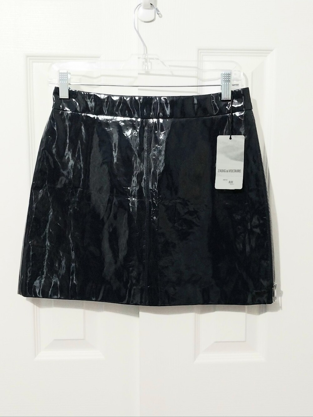 Zadig & Voltaire Distressed Patent Mini Skirt, NWT, Size 38